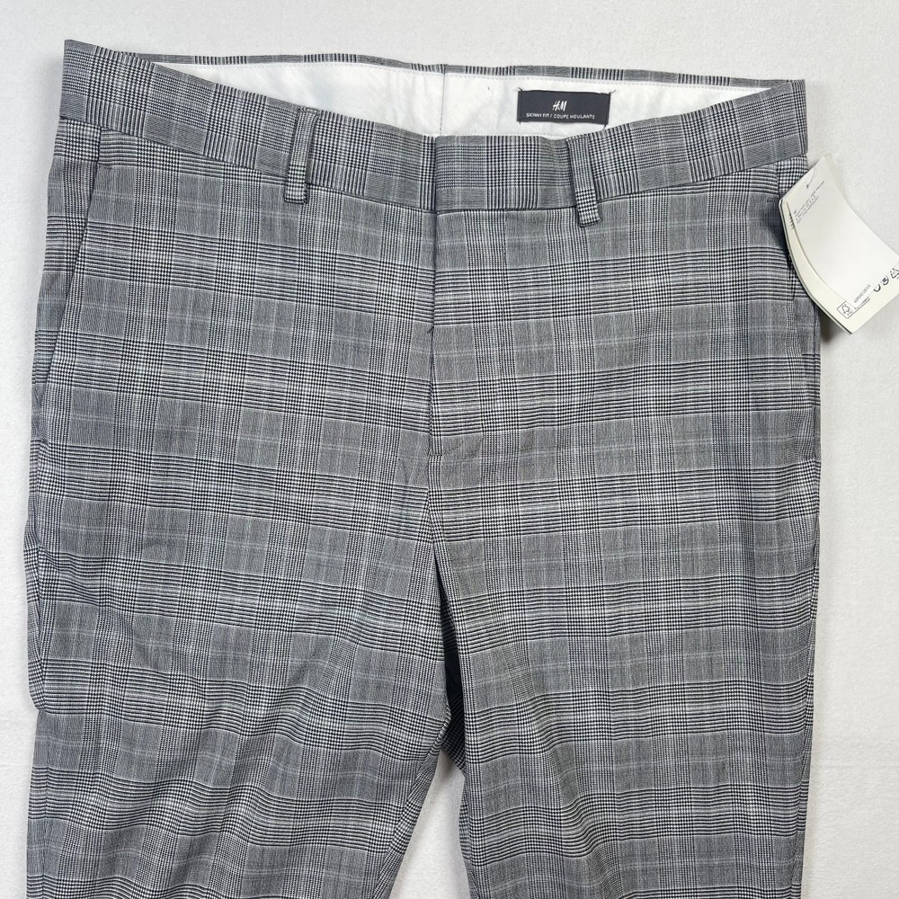 H&M Coupe Moulante Pants Mens 32R Gray Nailhead Pattern Slash Pockets Skinny Leg - Picture 3 of 15